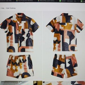 NEXT kids’ abstract print button-up shirt and shorts set / 3-4Y